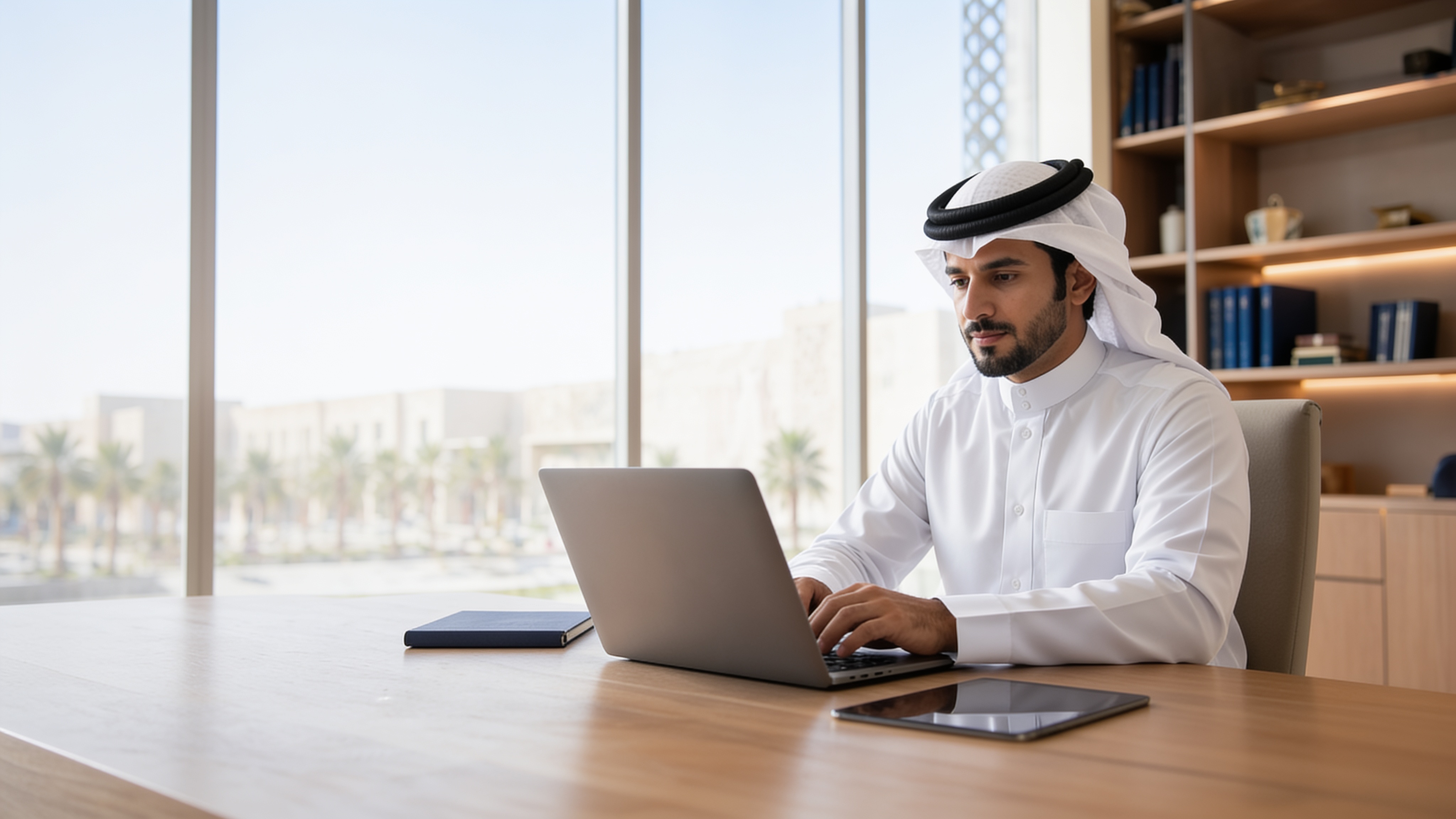 Student participating in online learning at UDST