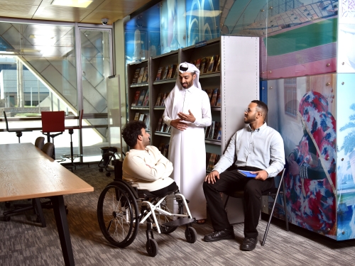 Accessibility Services Specialist having Conversation with Students