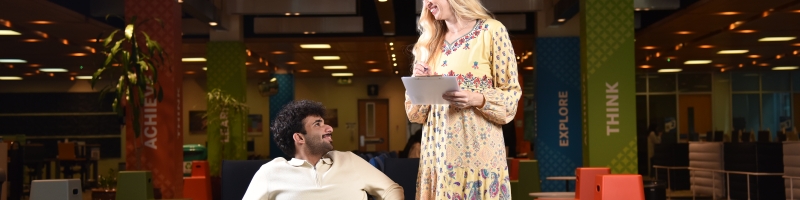 Student on a wheelchair with accessibility services head