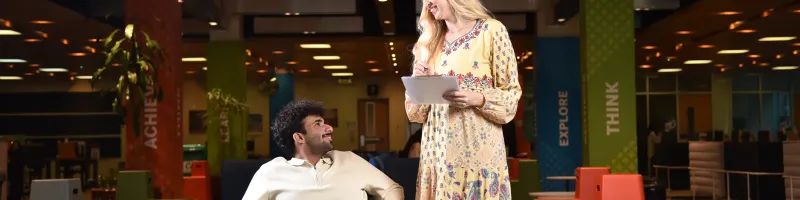 Student on a wheelchair with accessibility services head