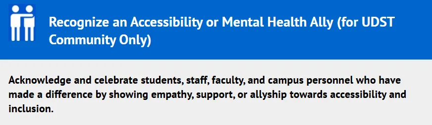 Recognize an accessibility or Mental Health Ally (for UDST community only)